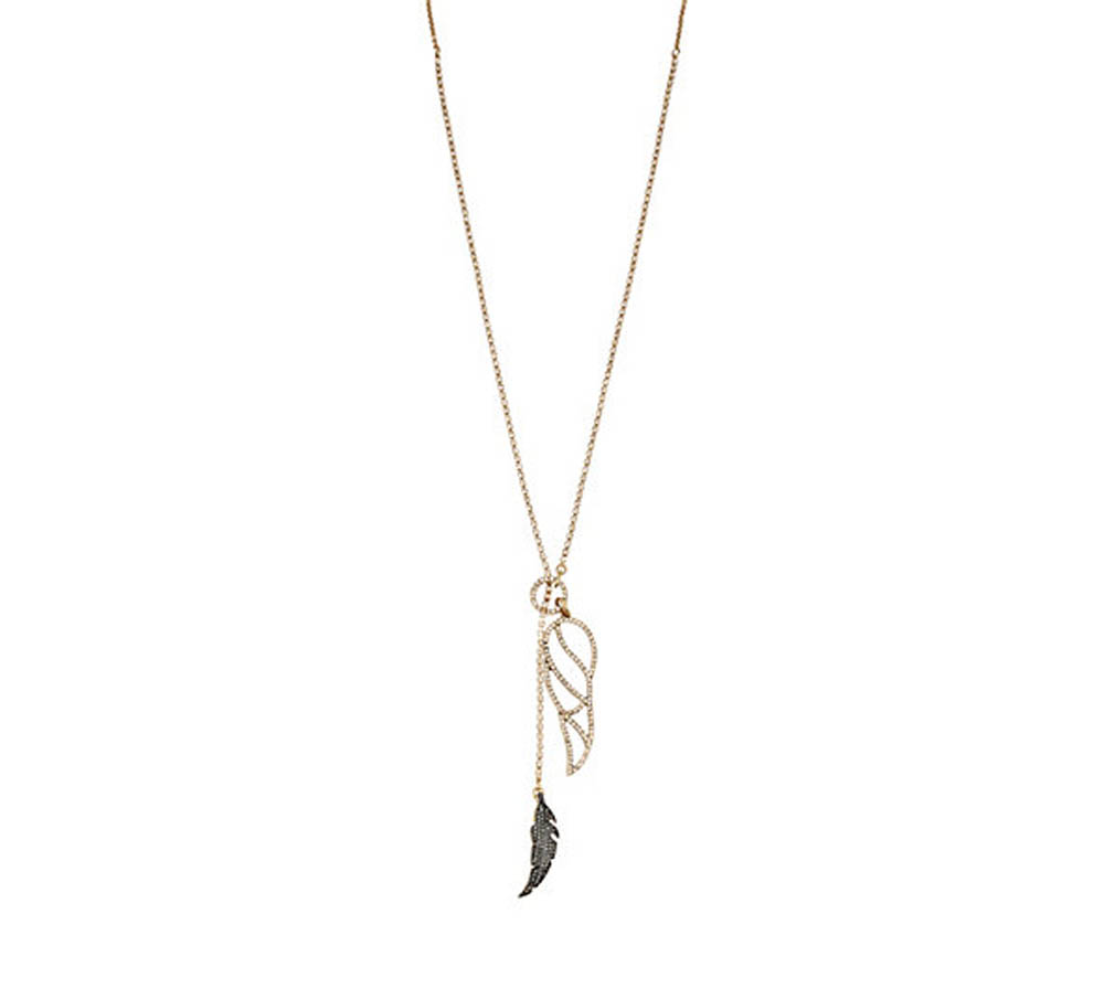Betsey Johnson Jewelry ANGELS AND WINGS FEATHER LARIAT NECKLACE