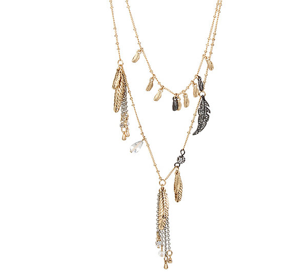 Betsey Johnson Jewelry ANGELS AND WINGS TWO ROW FEATHER NECKLACE
