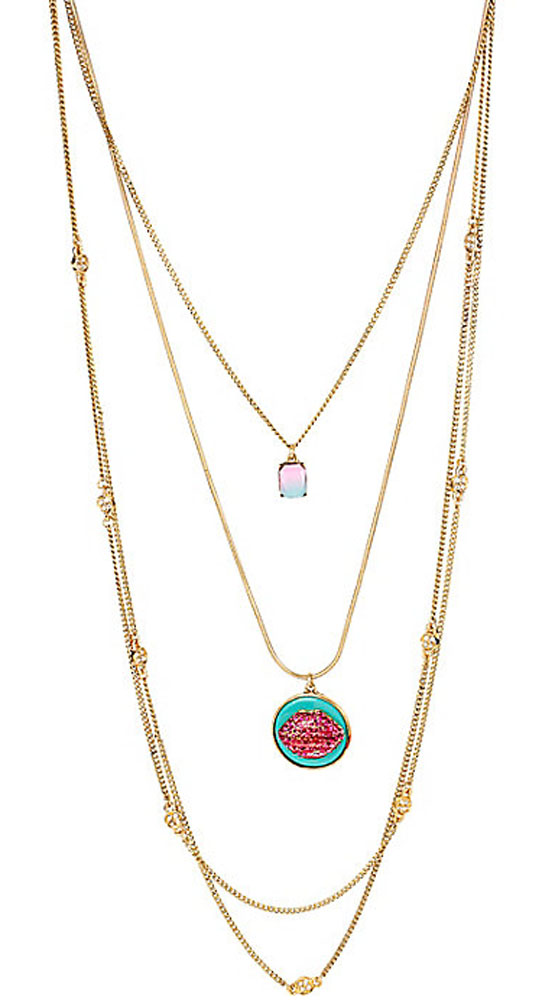 Betsey Johnson Jewelry OCEAN DRIVE PINK LIPS LONG NECKLACE
