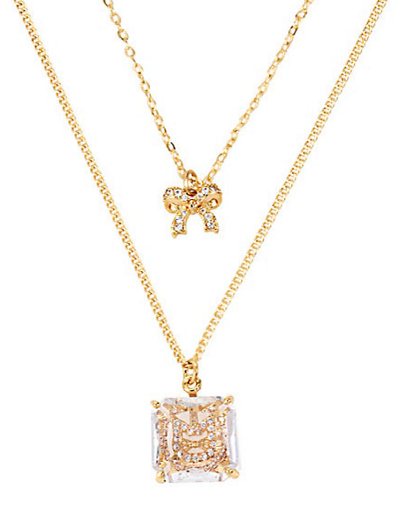 Betsey Johnson Jewelry MINI CZ'S CAT BOW Two Row Necklace