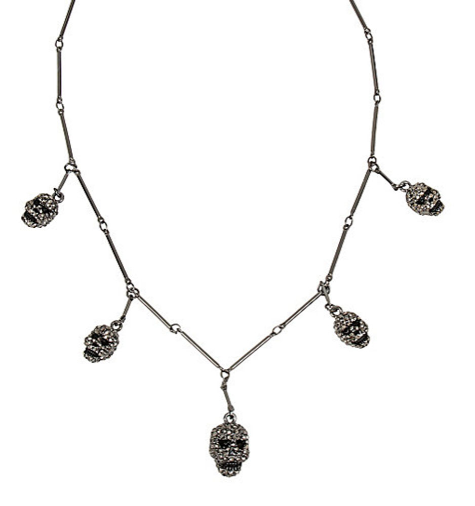 Betsey Johnson Jewelry Halloween Black Skull Frontal Necklace