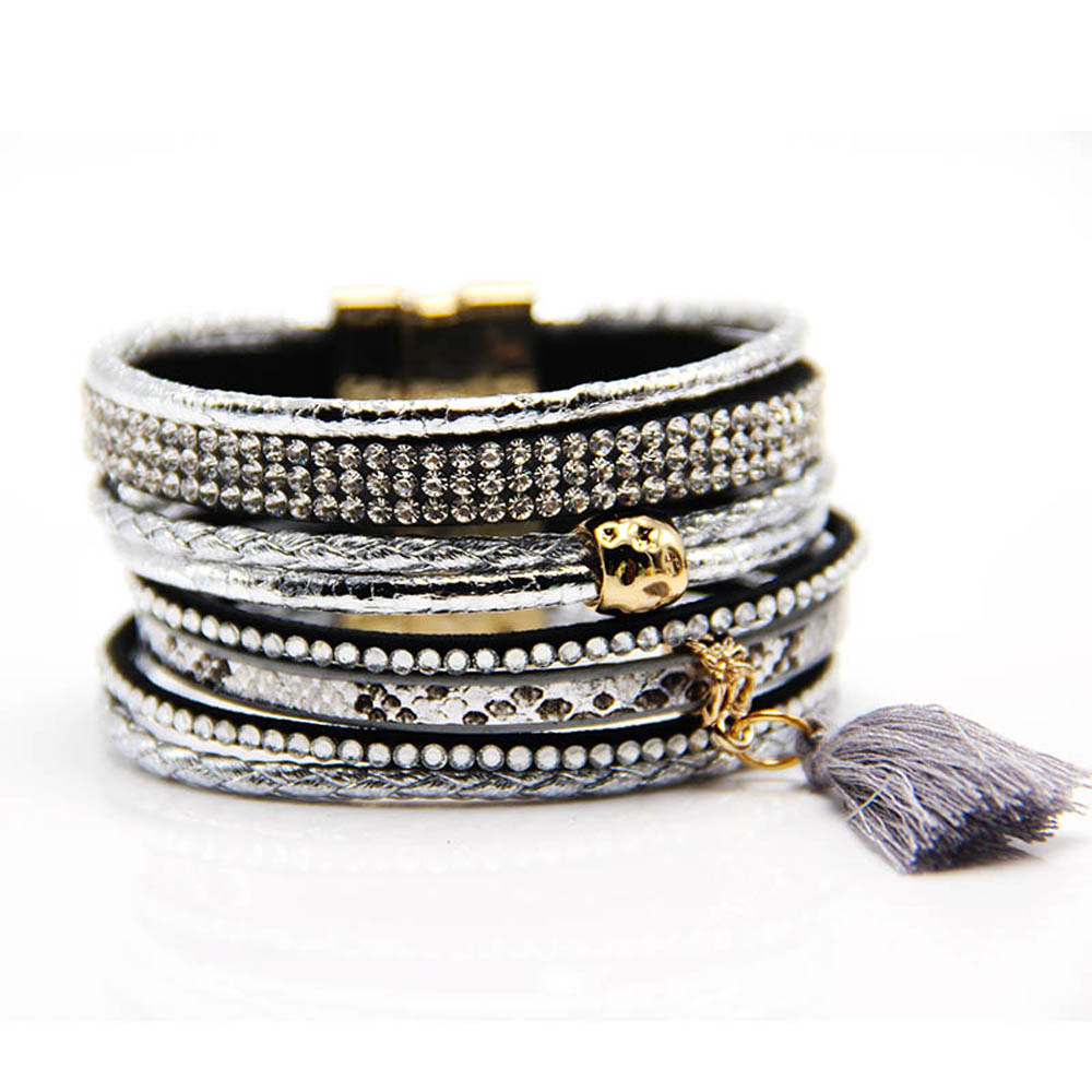 Lin Suu Jewelry Silvertone Multibraided Hipanema Style Bracelet