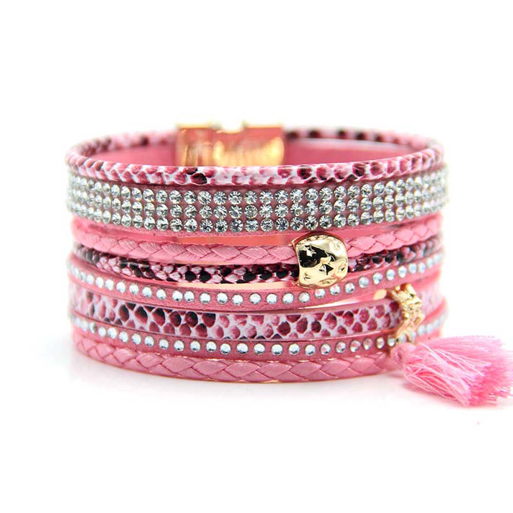Lin Suu Jewelry Pink Multibraided Brazilian Style Bracelet
