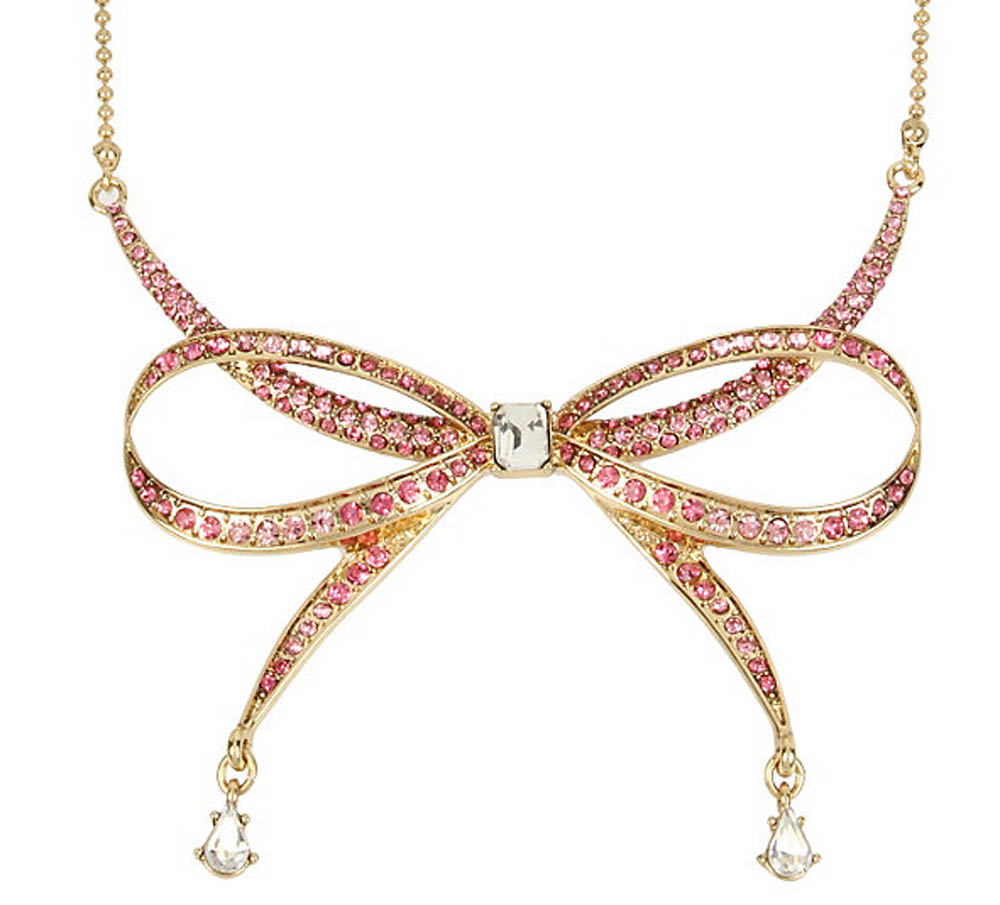 Betsey Johnson Jewelry MARIE ANTOINETTE PINK BOW FRONTAL NECKLACE