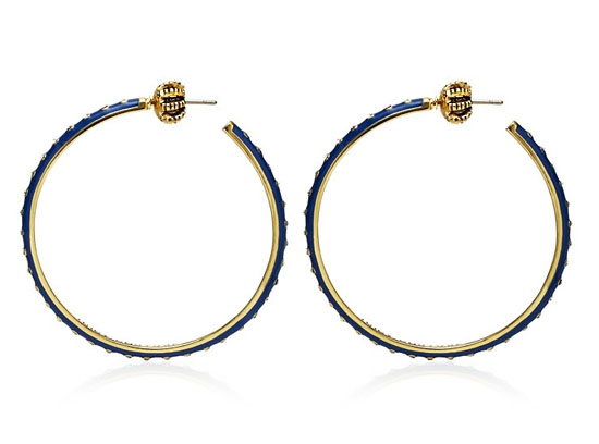 Juicy Couture Jewelry Blue Enamel And Rhinestone Medium Hoops Go