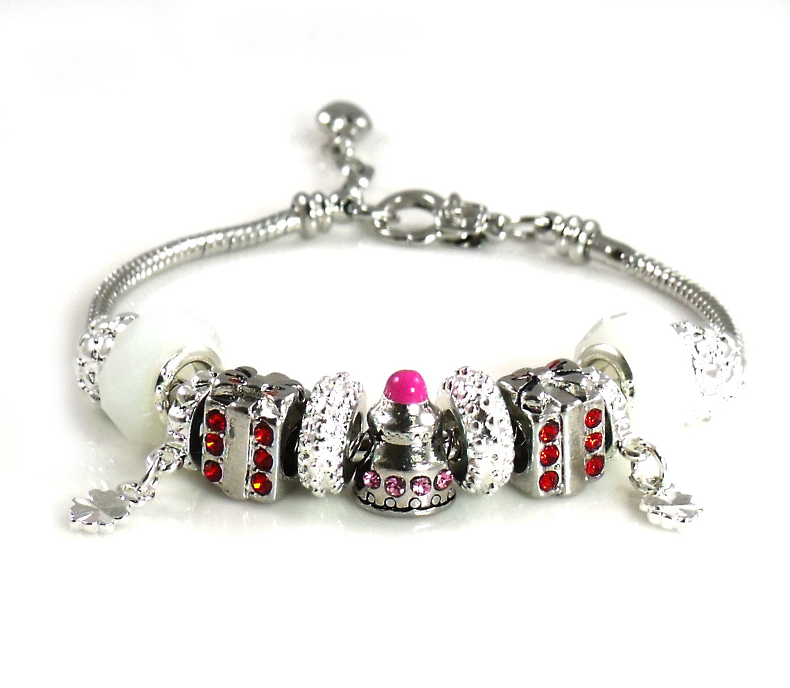 Athena Jewelry Murano Glass Bead Birthday Snake Chain Bracelet
