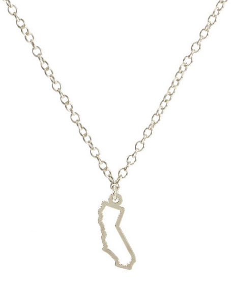 Kris Nations Jewelry California State Outline Necklace Silver