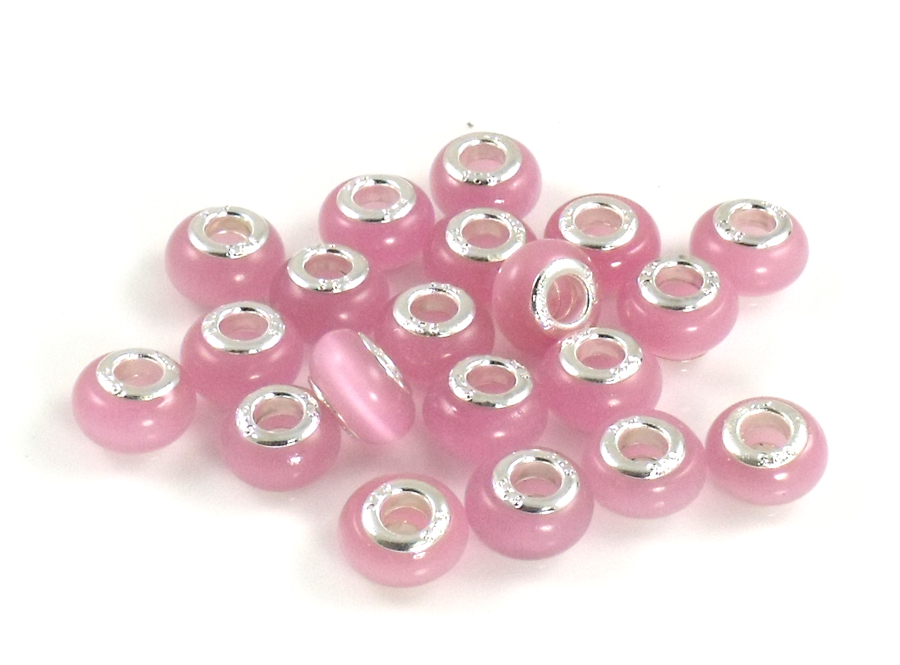Athena Jewelry Pink Cats Eye Murano Glass Beads 10 Fits Pandora,