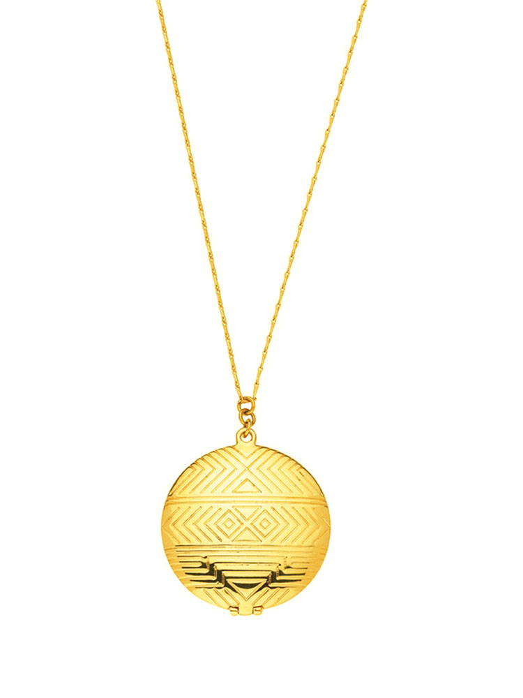 House of Harlow MEDALLION LOCKET NECKLACE GOLD