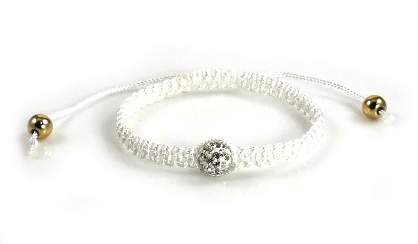 Urban Chic Jewelry Pave Ball Braided Bracelet White