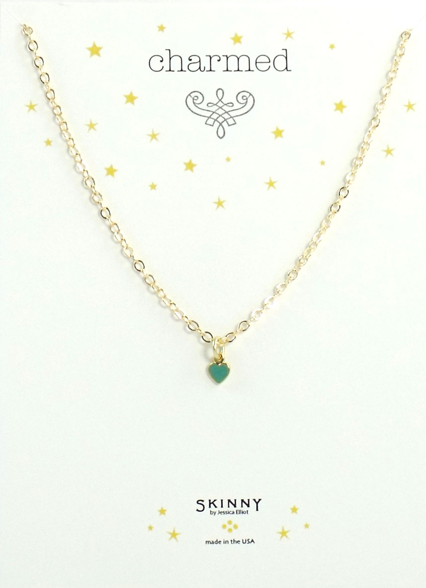 Skinny Jewelry Blue Heart Charm Necklace Gold, by Jessica Elliot