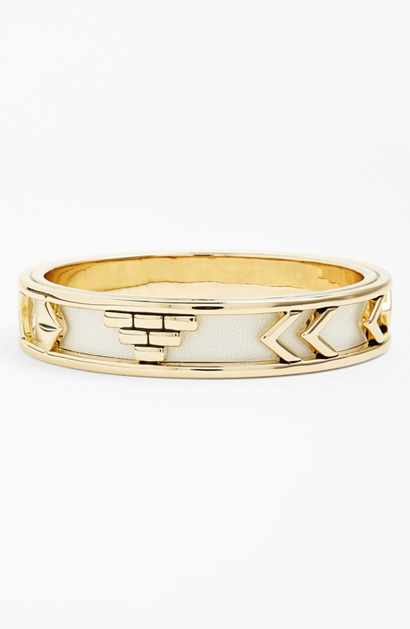 House of Harlow Aztec Bangle with White Leather