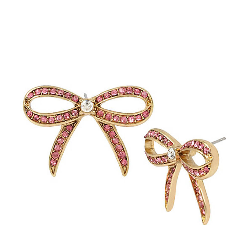 Betsey Johnson Jewelry MARIE ANTOINETTE PINK BOW BUTTON EARRING