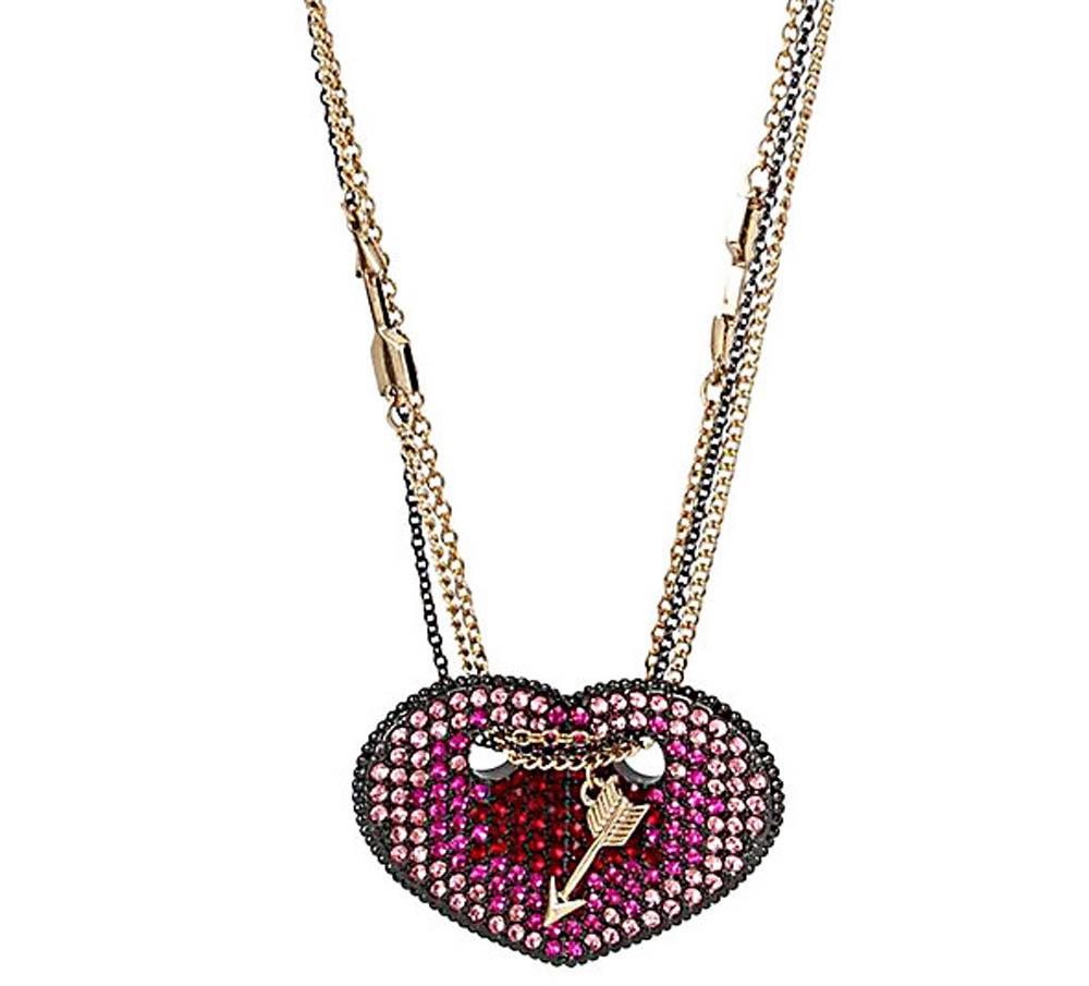 Betsey Johnson Jewelry HEARTS AND ARROWS FOLDED HEART PENDANT